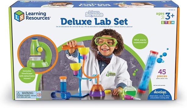 Learning Resources Primary Science Deluxe Lab Set   Kids Science Experiments Kit, Preschool STEM Toy with Realistic Lab Tools, Ages 3+