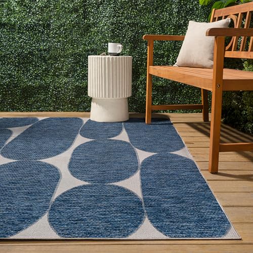 Tapete decorativo moderno 7'10" x 10' Navy/Cream miniatura 7