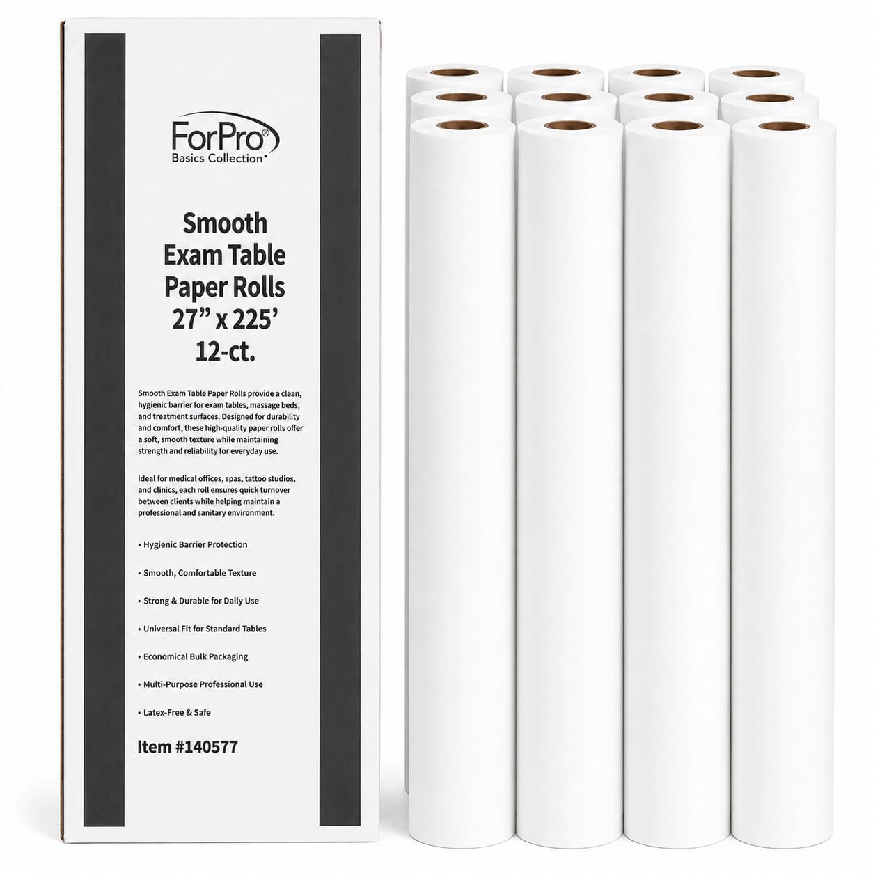 ForPro Basics Smooth Exam Table Paper Rolls, 12ct, 21" x 225' — Amazon image 14