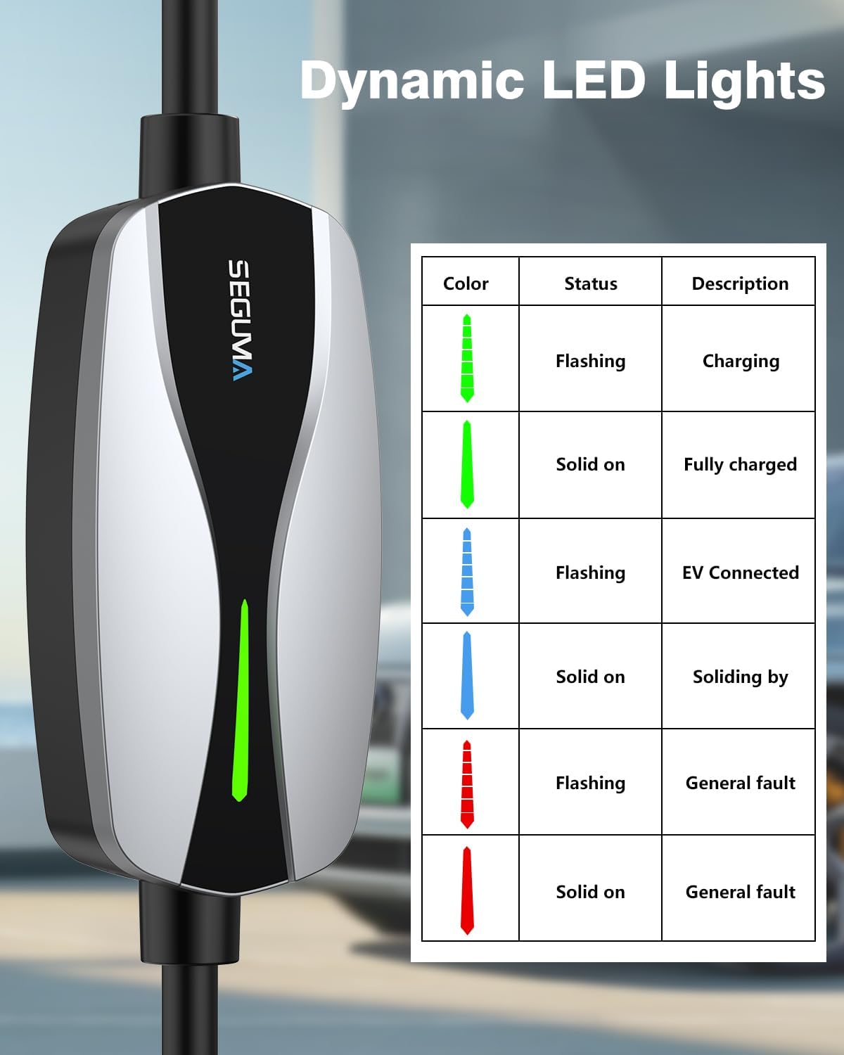 Level 1/2 EV Charger, 16Amp Electric Car Charger 25FT Cable with NEMA 6-20 Plug and NEMA 5-15 Adapter, Home Mobile EV Charging Station for J1772 BEVs/PHEVs 110V-240V(Silver) - Image 8