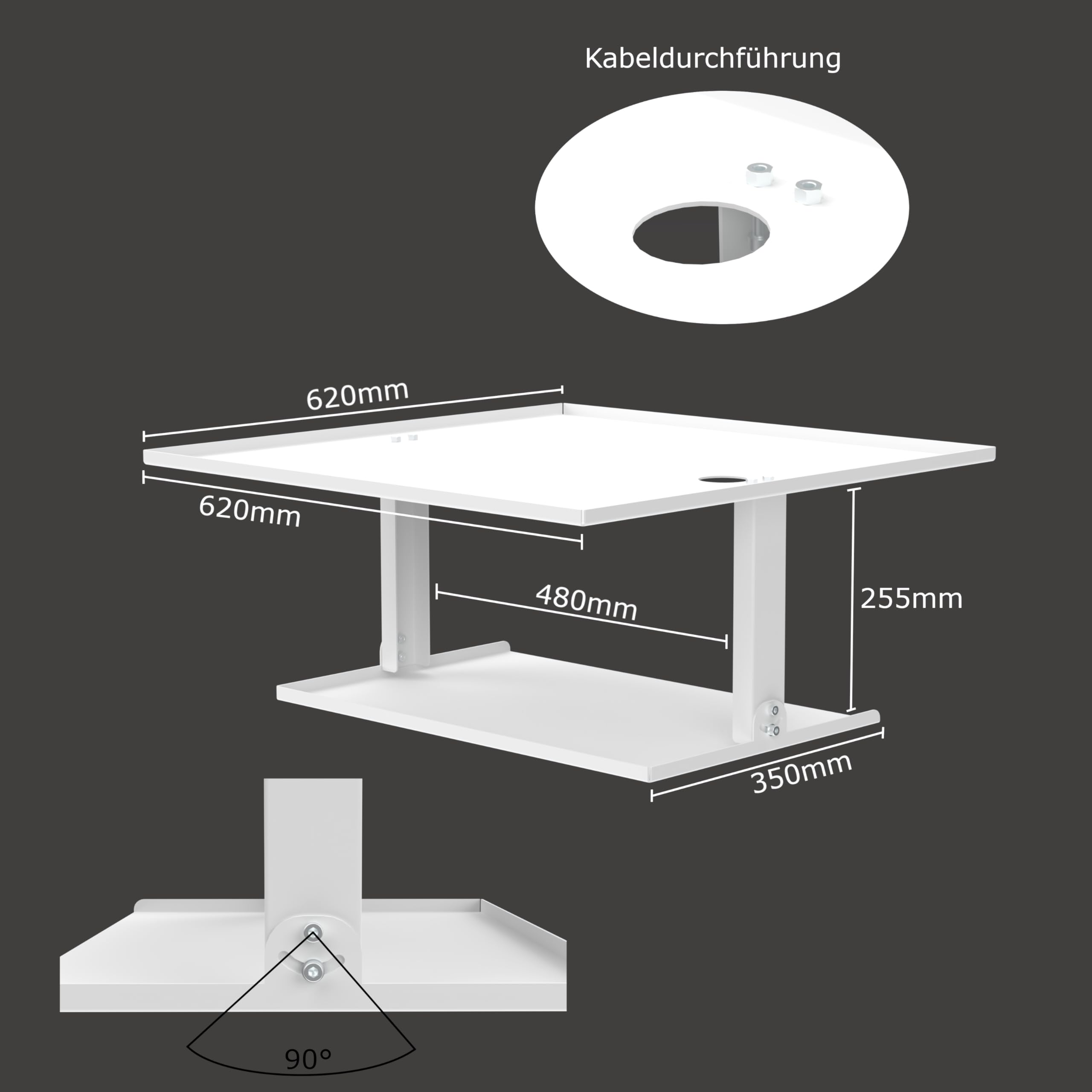 Supporto da soffitto per proiettore adatto per soffitti Odenwald, 60 x 60 cm