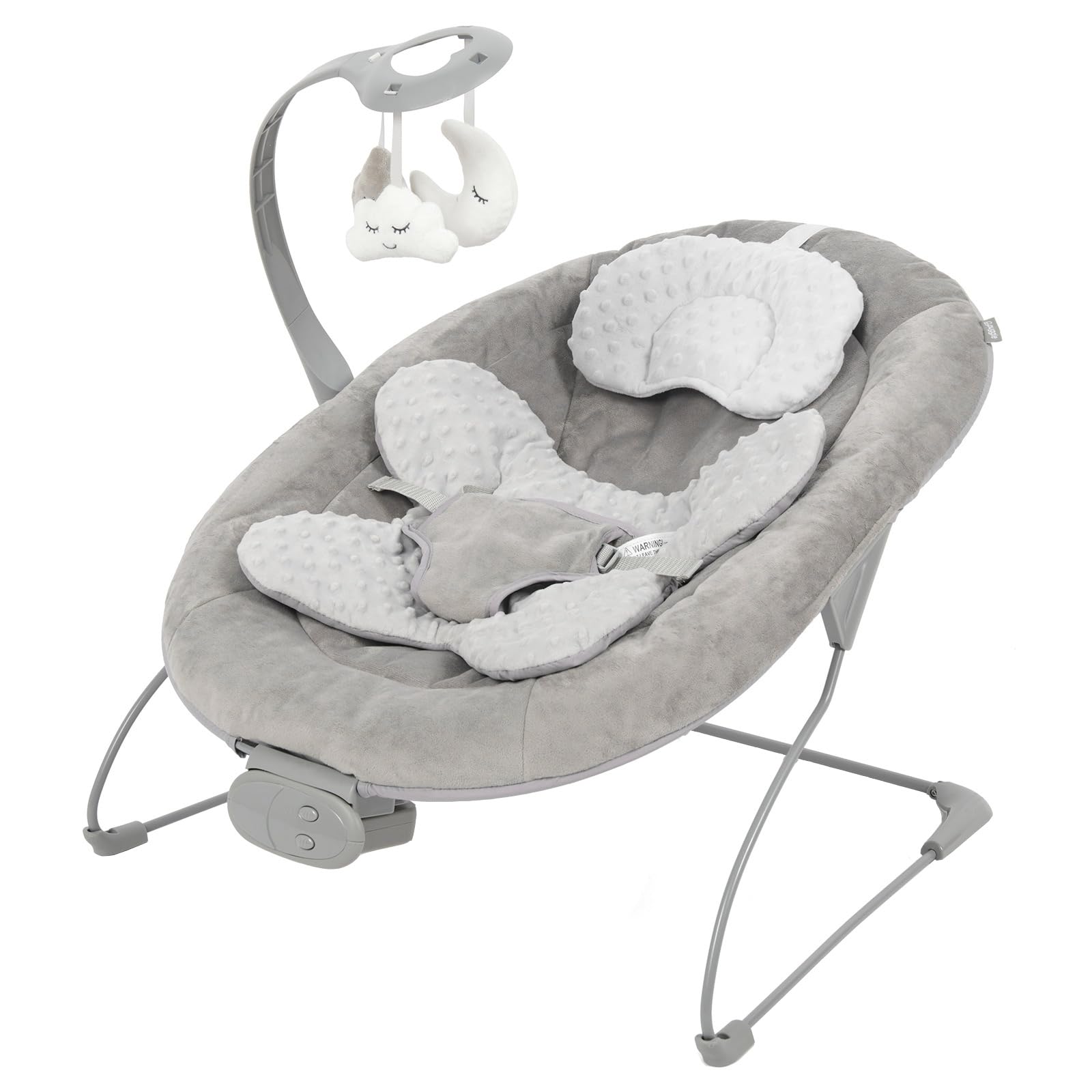Puggle Comfy Snug Plush Music & Vibration Bouncer - Melange Grey