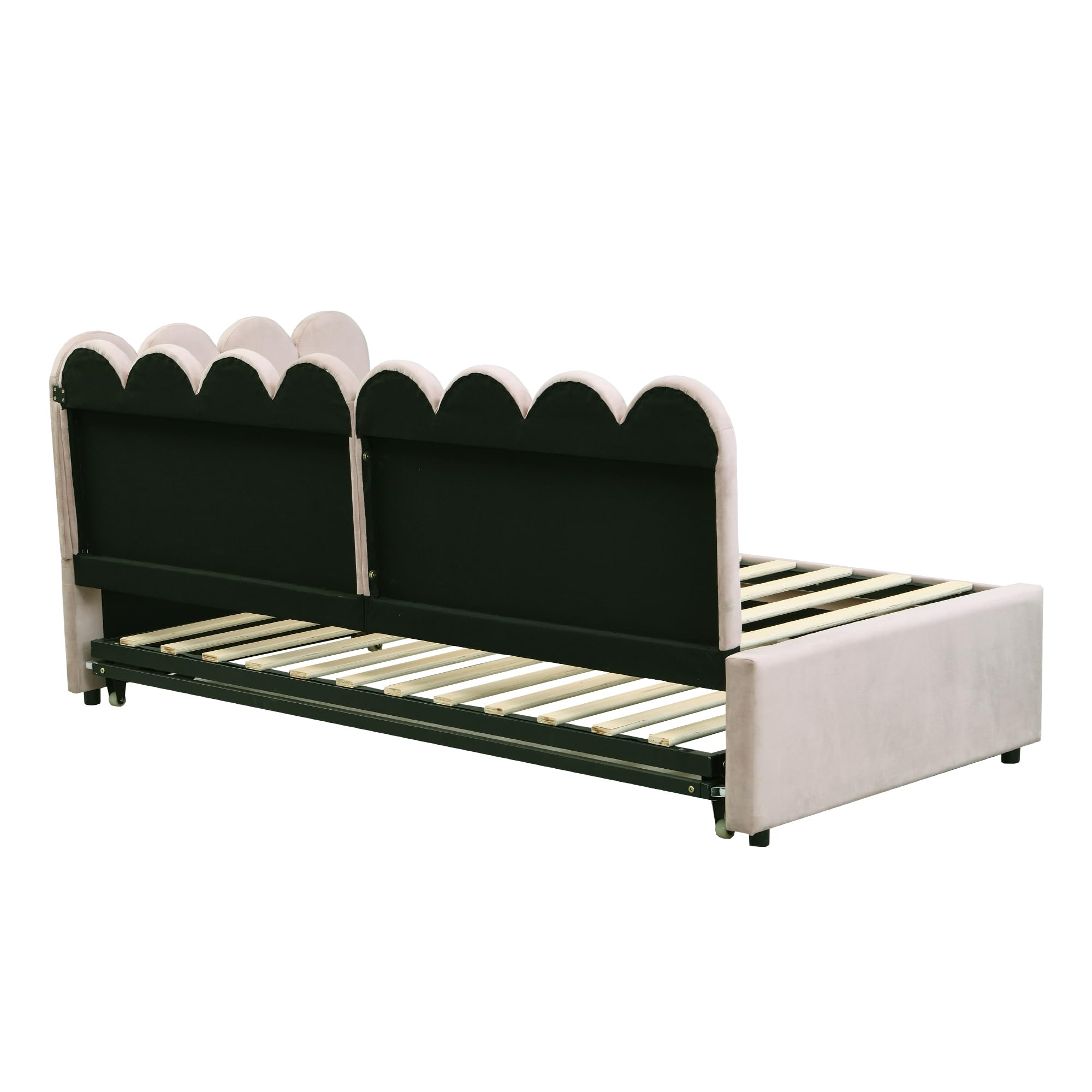 Sofá cama multifunción 2 en 1 en forma de L (90/180 x 200 cm), cama tapizada de terciopelo, diseño que ahorra espacio, se puede utilizar como cuna o cama de invitados, beige (sin colchón)