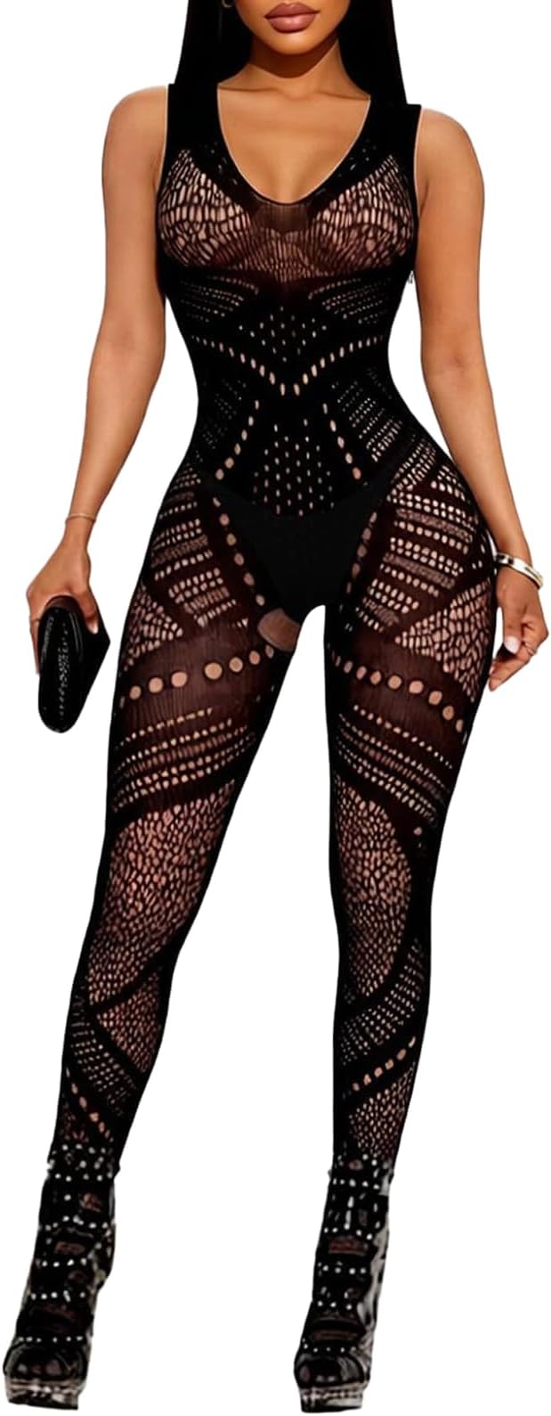 Buitifo Womens Fishnet Bodystocking Plus Size Bodysuit Sexy Tights Soft Nightwear Lingerie