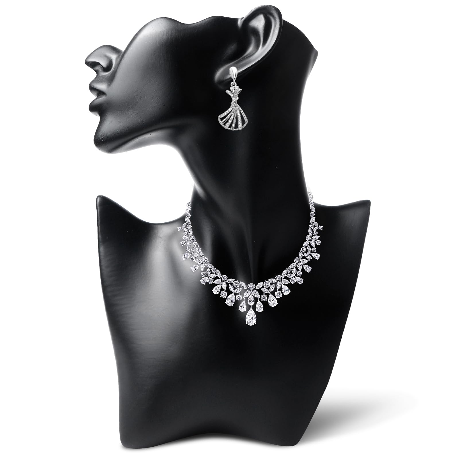 Manichino Per Gioielli Nero - Espositore Da Banco Per Collane E Orecchini - Supporto In Resina Liscia Stile Ebano - 3D, Stabile E Leggero - Ideale Per Negozi E Fiere