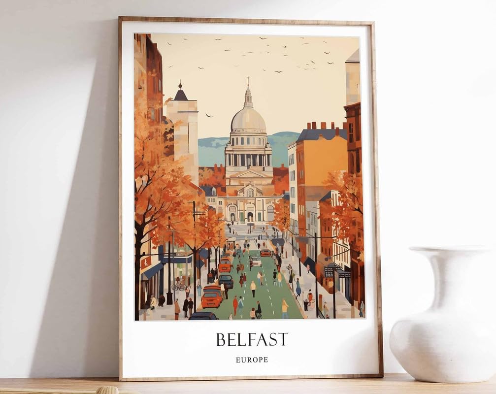 3 Belfast Poster Northern Ireland Poster Ireland Poster Titanic Poster Giant s Causeway Poster A3 Poster on Canvas - Wall Art Home Decor Movie Poster Canvas Film Cinema Retro Vintage Cult Classic Nos