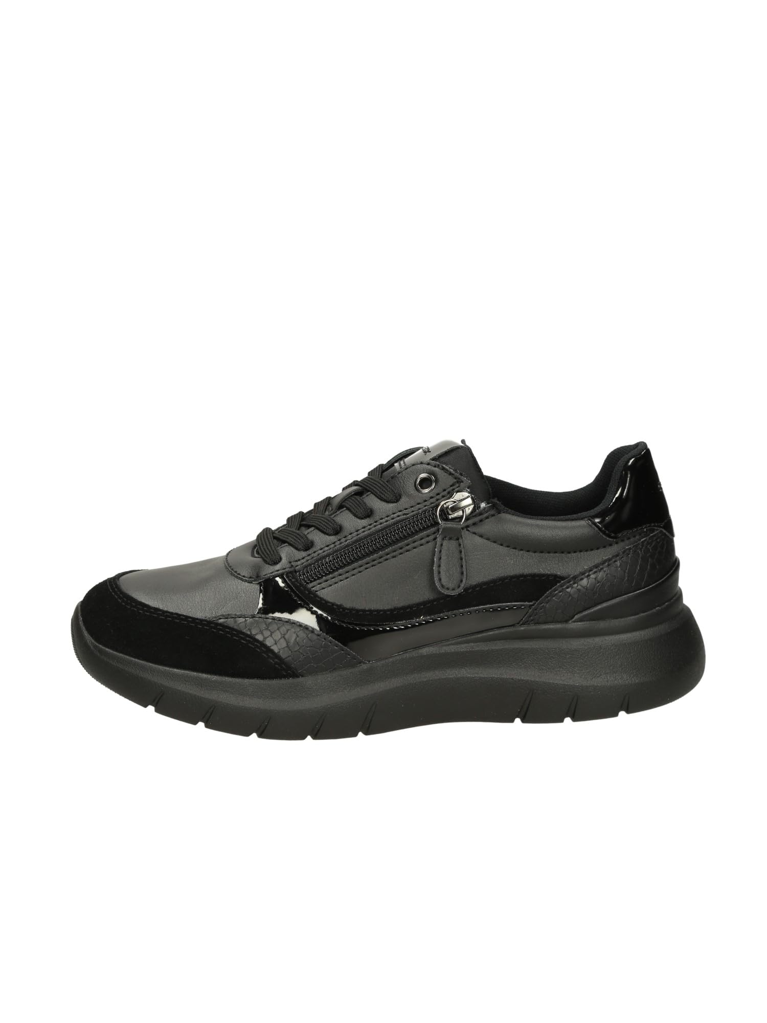 Geox Women's D Plummery Trainers, Black, 39 EU, Black, 6 UK