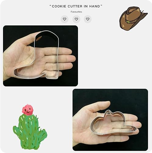 Miniatura 7 de LUBTOSMN Juego de 2 cortadores de galletas de vaquera, 2 piezas, botas de vaquera y sombrero, deslavador, cortadores de galletas, formas para baby