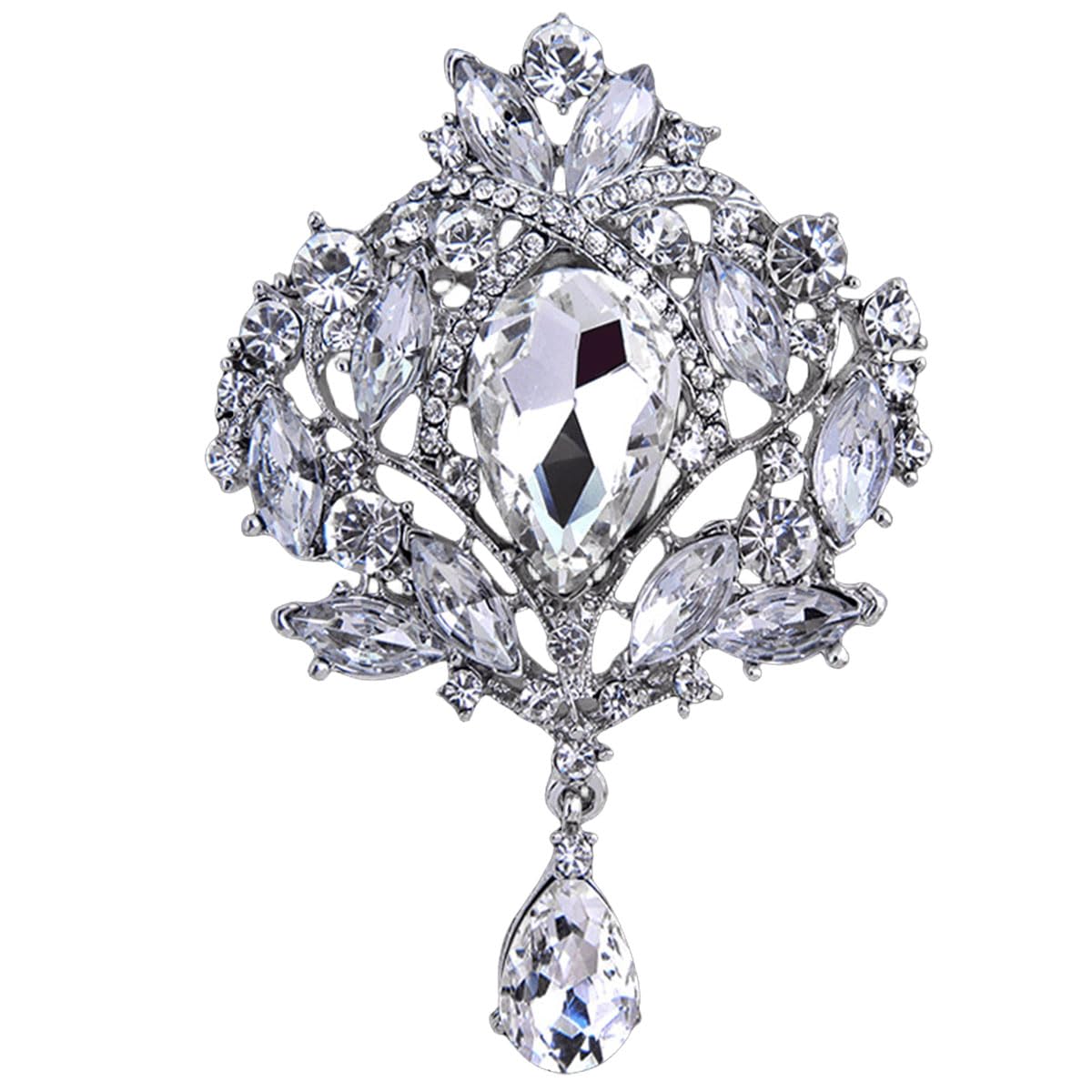FAIRYGATE Rhinestone Brooch Clothing Jewellery Accessories Fashion Elegant Shiny Crystal Teardrop Brooches Wreath Pendent Lapel Pin，B36 — view 57