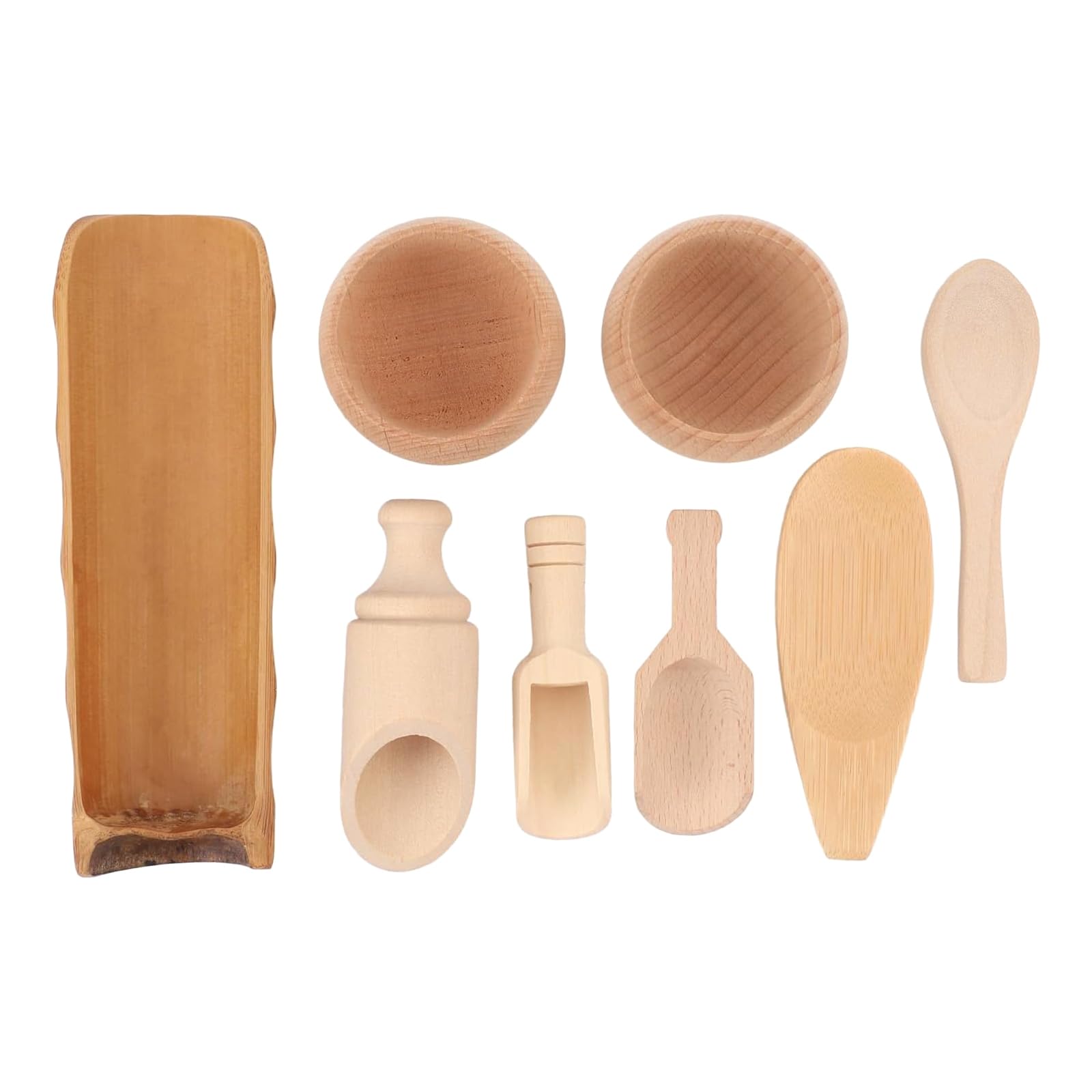 Holz-Küchenhelfer-Set für Kleinkinder, Simulationsspielwerkzeuge für Löffel, Ausgießen und Hand-Auge-Koordination, Geschicklichkeitsentwicklung, sensorisches Kochspiel