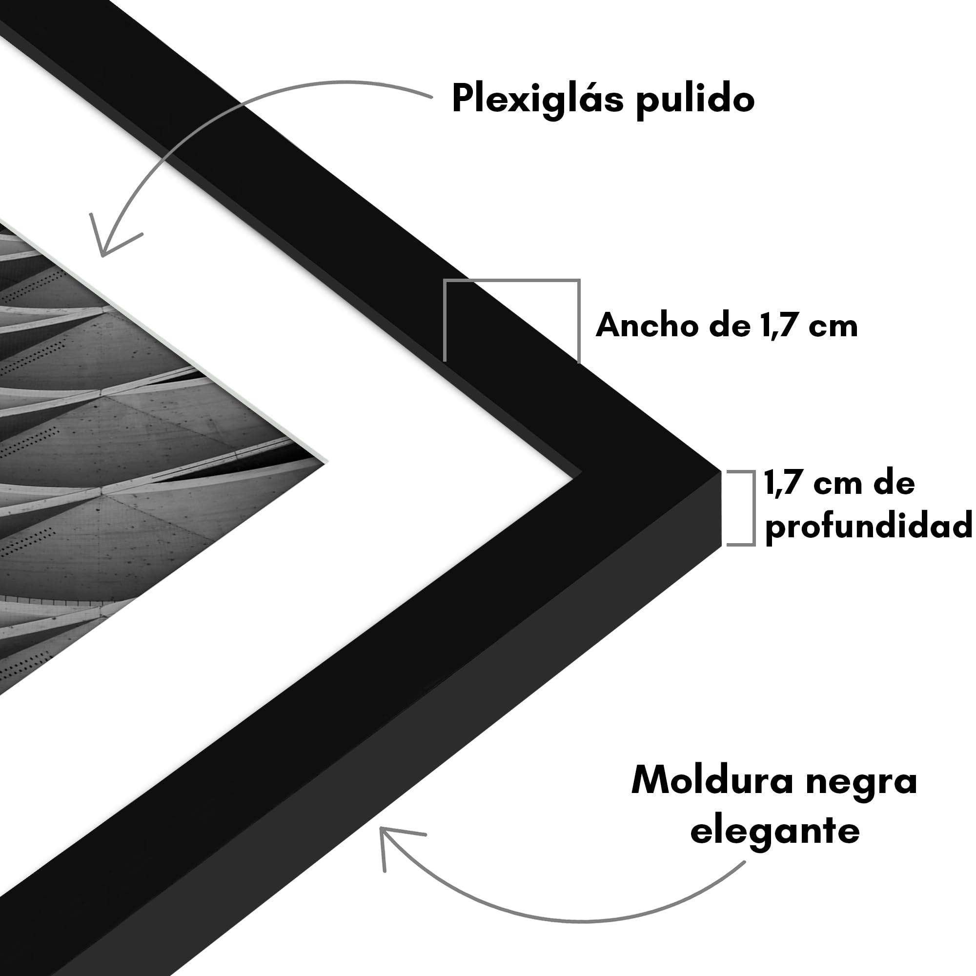 Americanflat Marco de Fotos de 70x90 cm en Negro - Marcos de Fotos 60x80 cm con Paspartú o 90x70 cm sin Paspartú - con Molduras Finas y Cubierta de Plástico Resistente