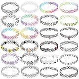 BodyJ4You 24PC Tattoo Choker Necklace Set - 90s Accessories Old School 2000s Jewelry - Disco Ball Charms Vibrant Colorful Pack - One Size Women Teen Girl - Stretchy Multicolor Collar