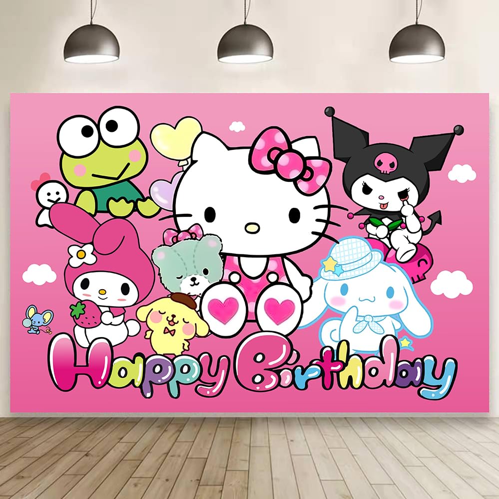Pink Cat And Friends Birthday Decorations,Girls Princess Happy Bi...