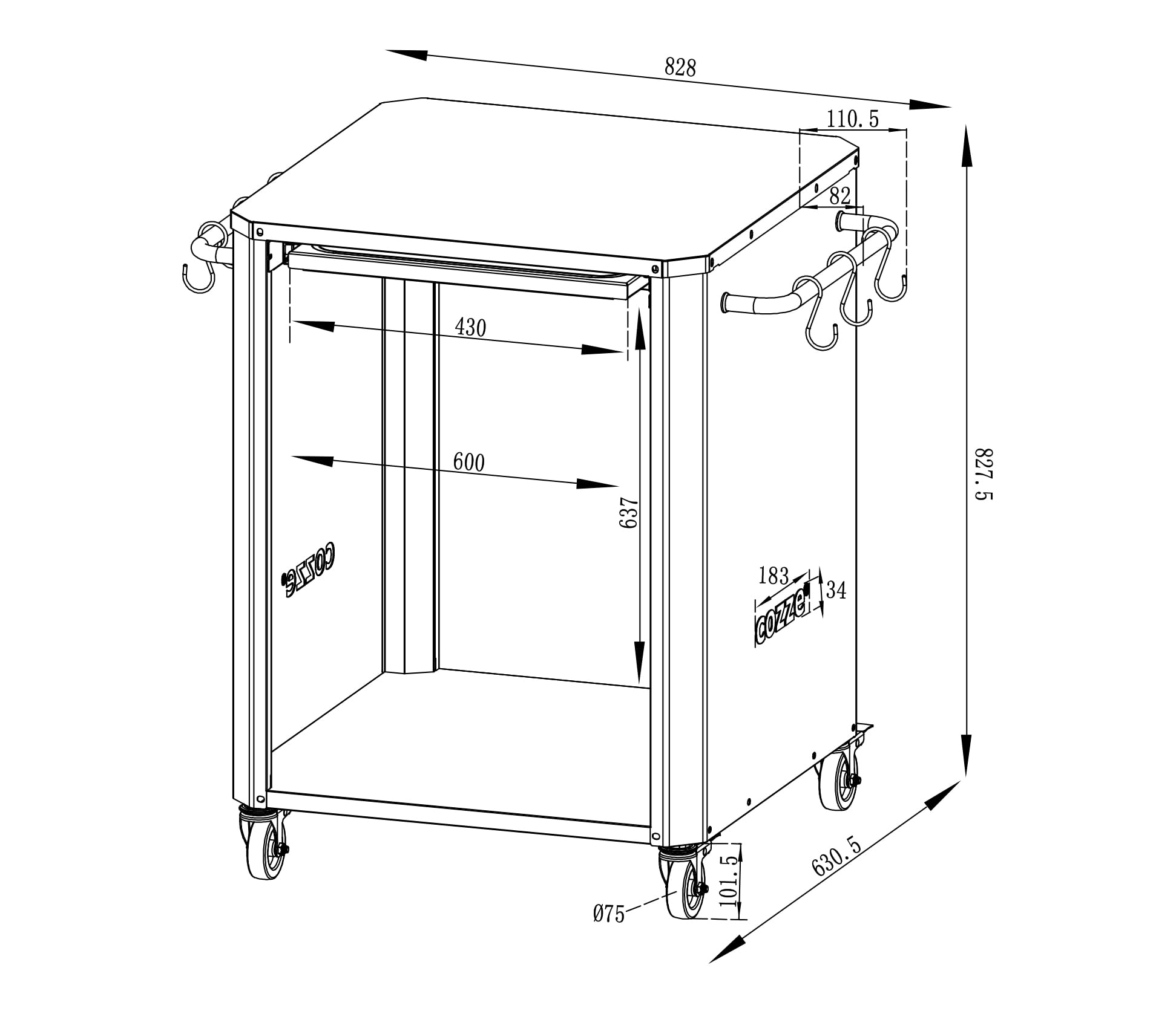 Hauteur de Travail idéale pour Fours Cozze® – Compatible avec Les modèles 13"/17", la série 500 et Les appareils Jusqu’à 60 cm de Large.