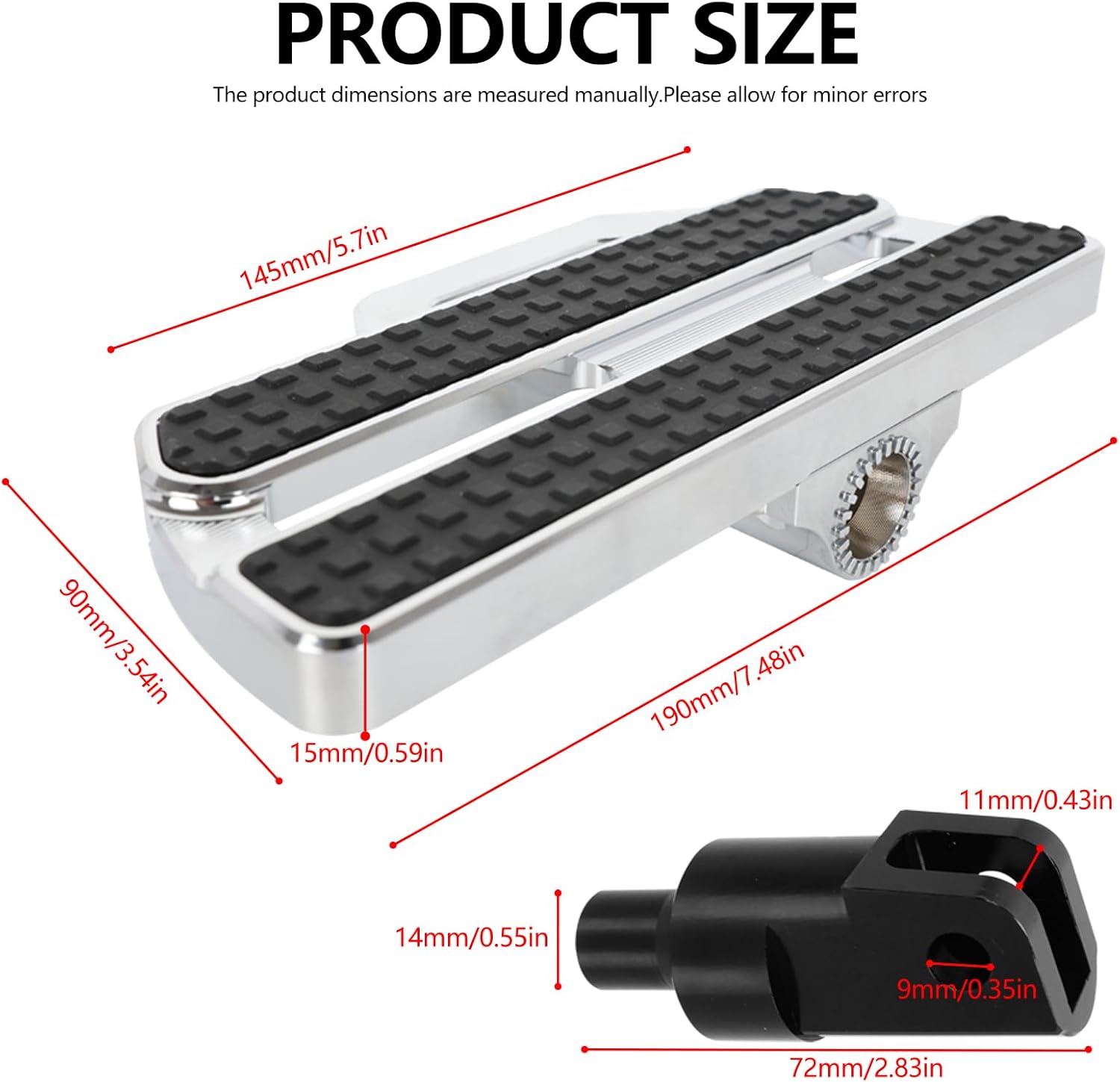 Motorcycle CNC Aluminum Rider Footboard, Adjustable Front Footrests Highway Pegs Compatible with Honda Gold Wing GL1800/Goldwing GL1800 F6B 2001-2024 Chrome