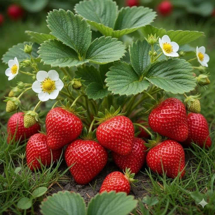 LIVE All Time 12 Months Red Mahabaleshwar Hybrid Strawberry Live Plant Year-Round Fresh Strawberries for Home Gardens (Pack Of 1)-picture-23