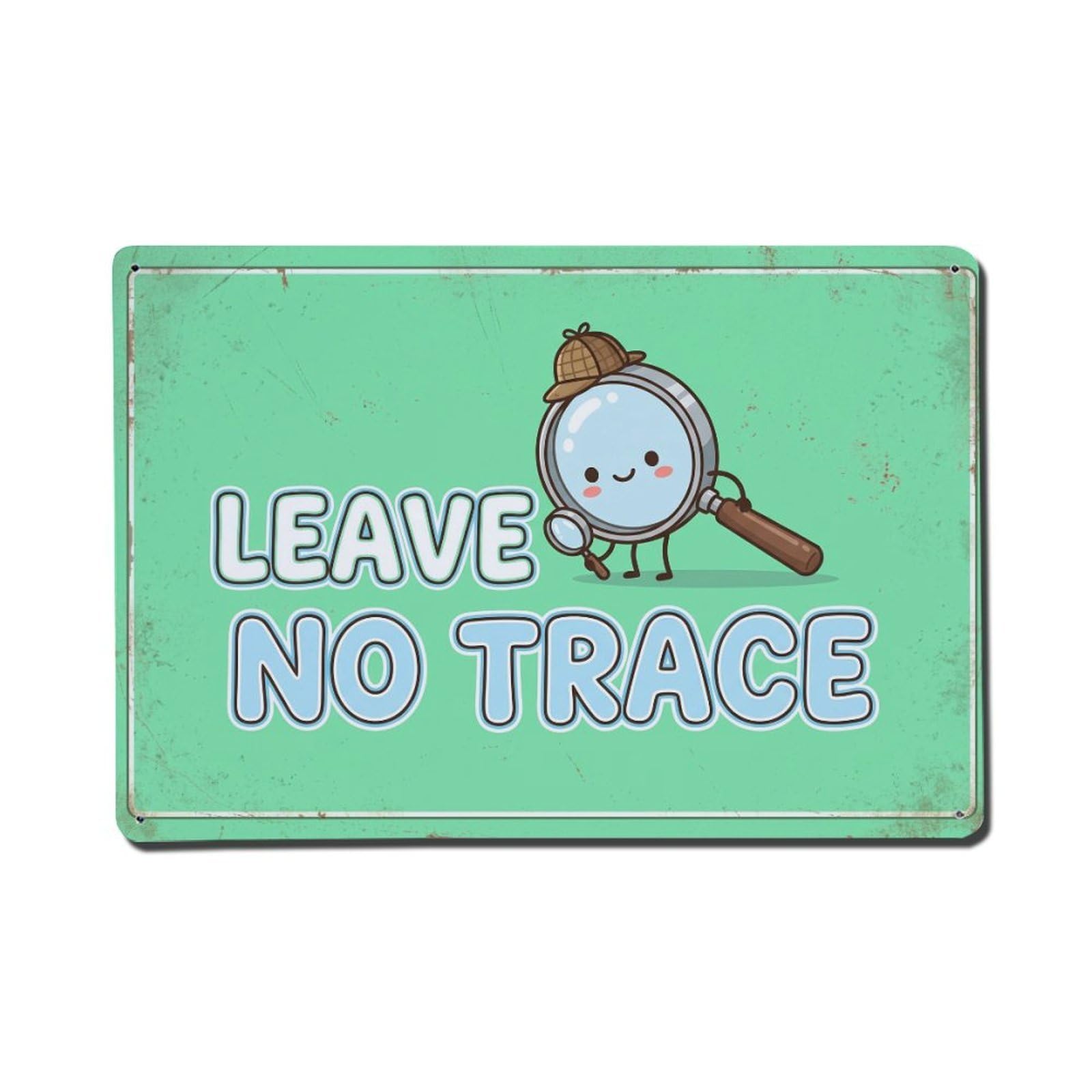 Olhnbad Style Leave No Trace Bathroom Quote Cartoon Metal Tin Sign