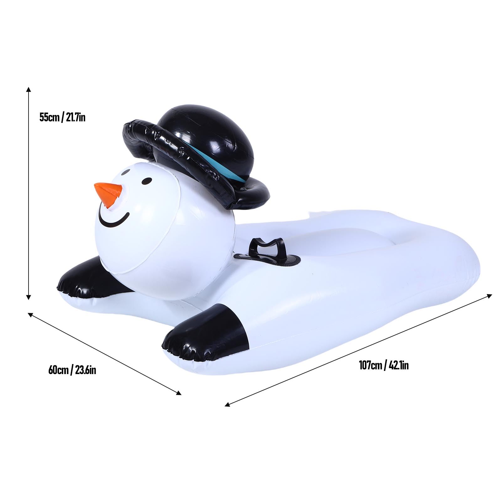 Tubo da neve gonfiabile, pupazzo di neve, tubo da slitta gonfiabile, in PVC spesso invernale con manici robusti per divertimento all'aperto in famiglia
