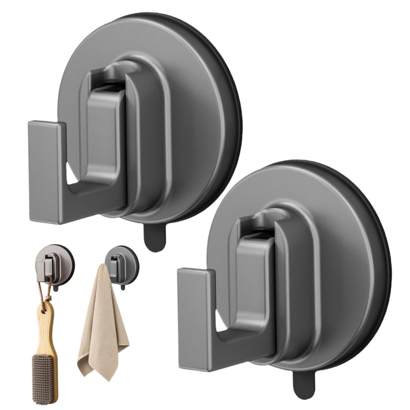 Bemonew 2-Pack Suction Cup Hooks, Vacuum Wreaths Hanger for Christmas Wreaths, Reusable Shower Hooks for Bathroom Organization