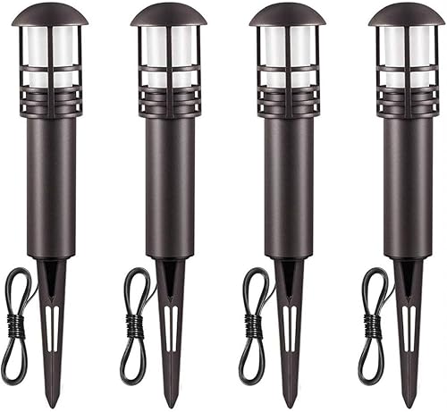 Paquete de 4 luces de paisaje al aire libre de 3 W 12 V de bajo voltaje, IP65 impermeables, luces de jardín de 3000 K blanco cálido, lámpara de