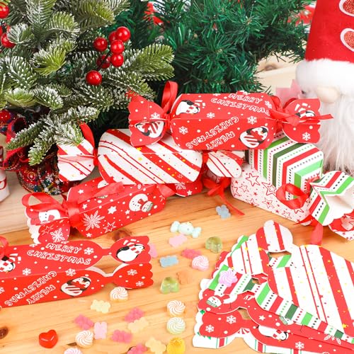 LOKIPA 24PCS Christmas Candy Boxes, 6 Styles Christmas Treat Gift Boxes Xmas Paper Boxes with Ribbon Candy Shape Small Sweet Boxes for Xmas, Wedding Party Wrap Bag – Image 6