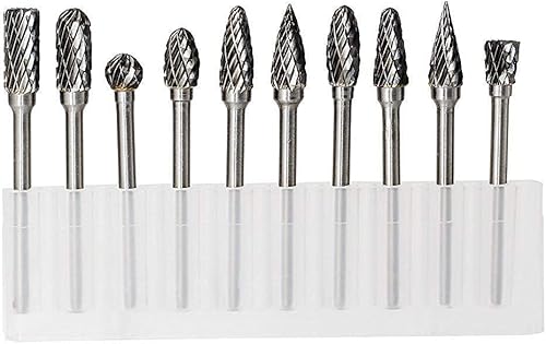 Juego de fresas de carburo con vástago de 18 pulgadas con cabeza de 14 de pulgada, rebabas rotativas de doble corte, brocas para carpintería,