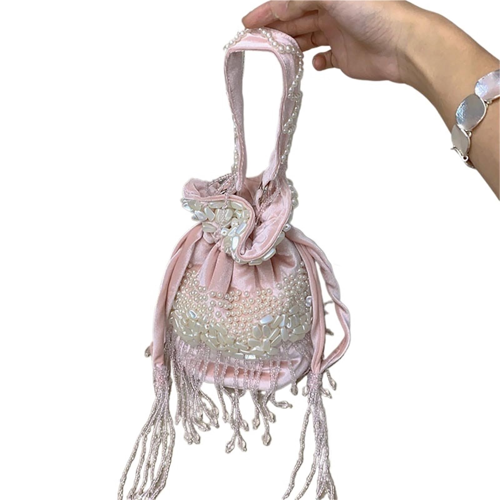 Schmuckbeutel Aus Seide Elegante Banketttasche aus Kristallperlenseide | Party-Abend, handgefertigt, mit Samt-Touch, modische Hochzeit