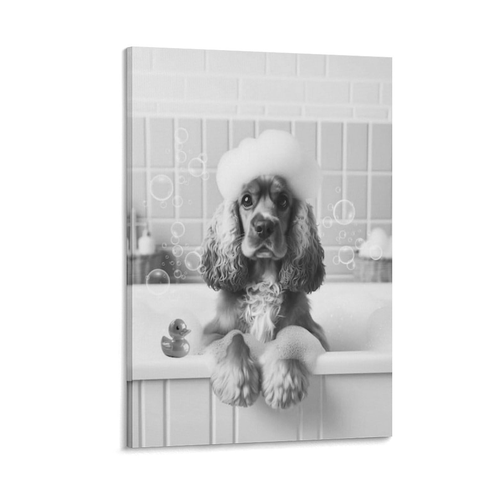 GQVCJSW Cocker Spaniel, Funny Bathroom Decor Canvas Poster Wall Art Decor Print Picture Paintings for Living Room Bedroom Decoration 12x18inch(30x45cm)