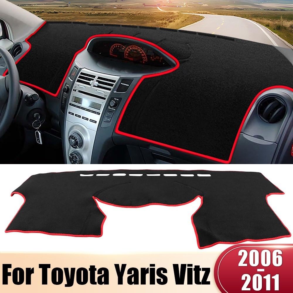 Pasuje do Yaris Pasuje do Vitz 2006-2011 Pokrywa deski rozdzielczej samochodu Unikaj światła Mata przeciwsłoneczna Maty antypoślizgowe(B LHD Black)