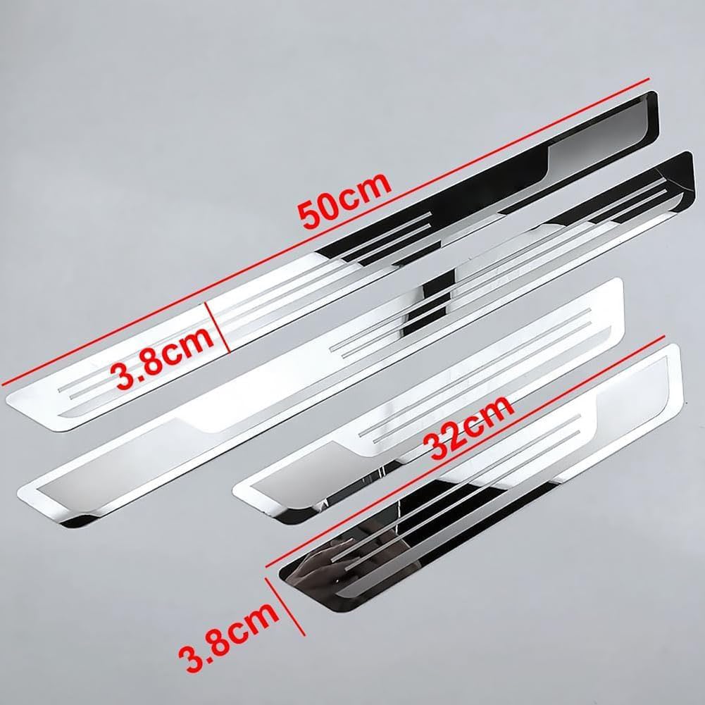 REIJAX 4pcs Garniture De Seuil Portière Voiture Pour Peugeot 208 (2012-2020), Protecteur PéDale Seuil Porte En Acier Inoxydable, RéSistant Aux Rayures Accessoires