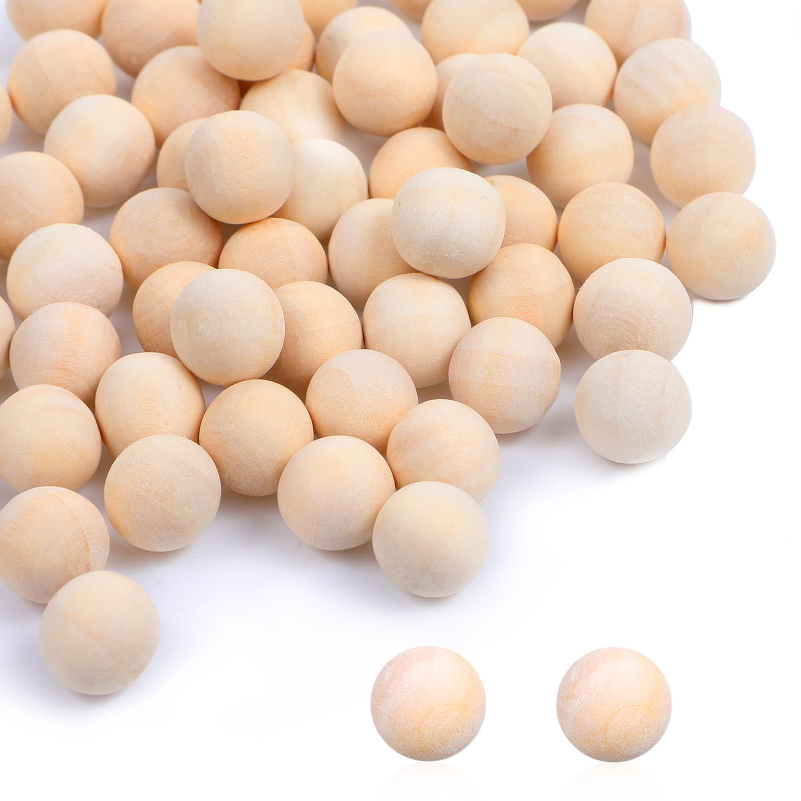 100 PCS Round Wooden Balls for Crafts, Unfinished Natural Wood Balls for Crafts Round Solid Ball for DIY Craft Projects Jewelry Making Arts Design