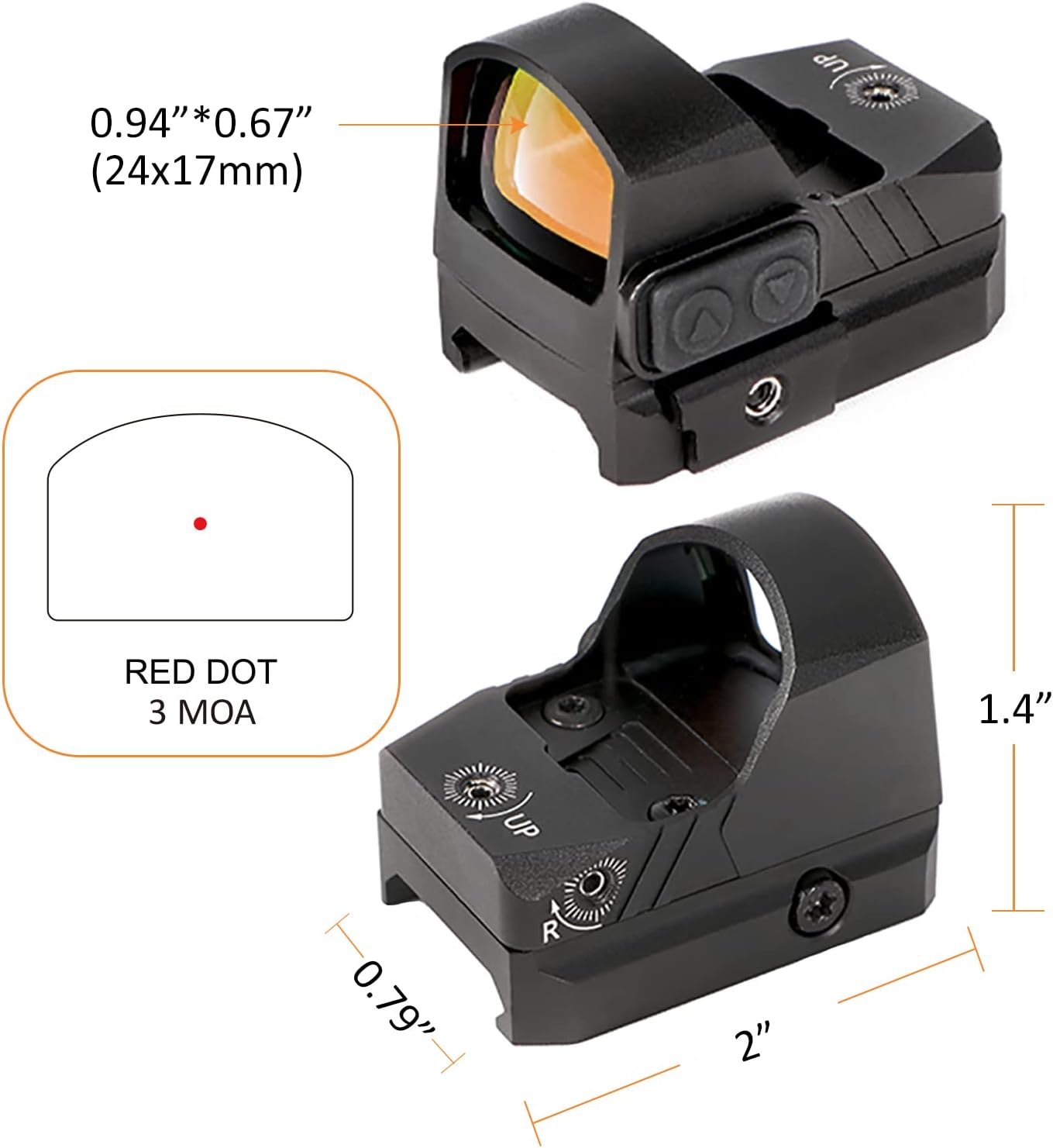 NUTREK Edge Mini Red Dot Sight for RMR Pistol, 3MOA Shake Awake 1x24 Micro Reflex Sight