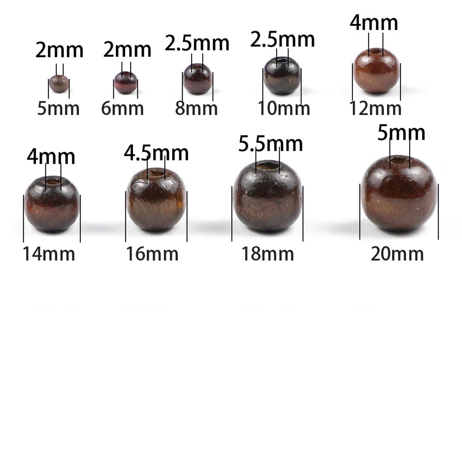 10~500 cuentas redondas de madera natural marrón, sueltas for hacer joyas y pulseras para Decoraciones Macrame