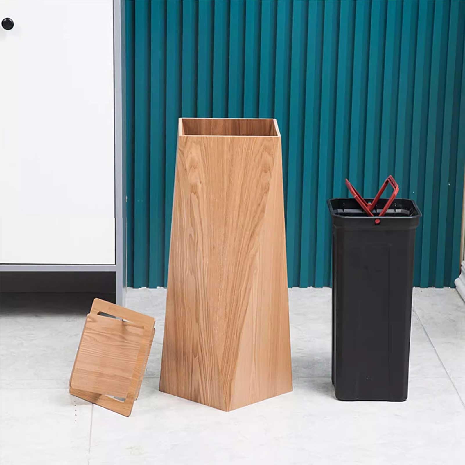 Drsyffsup Poubelle en Bois décorative pour la Maison | Corbeille à Papier créative en Forme de Diamant avec Seau intérieur | Poubelle pour Chambre, Salle de Bain, Cuisine, Bureau(Original Wood)