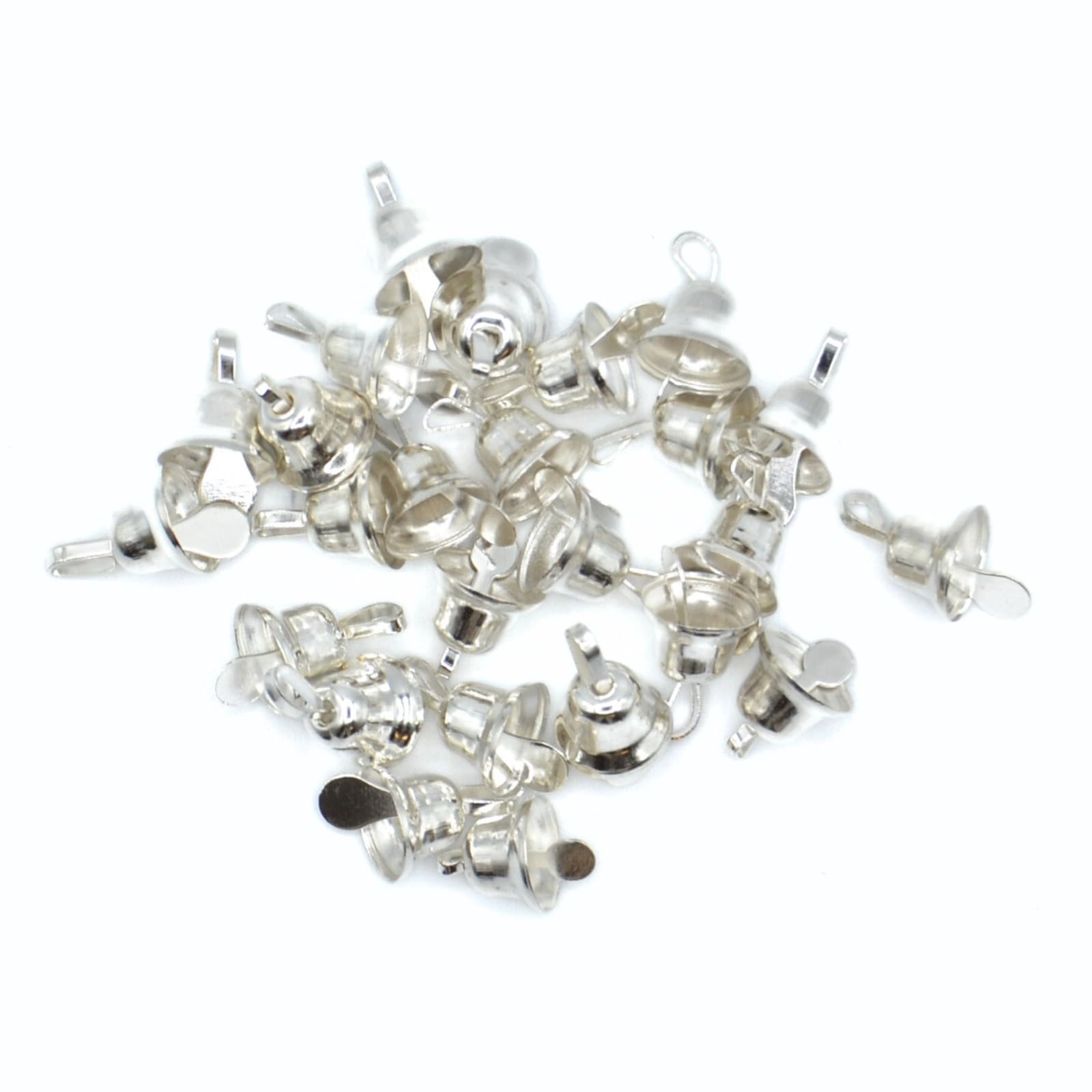 50 Pack 9.5mm Silver Liberty Bells - Mini Christmas Craft Bells