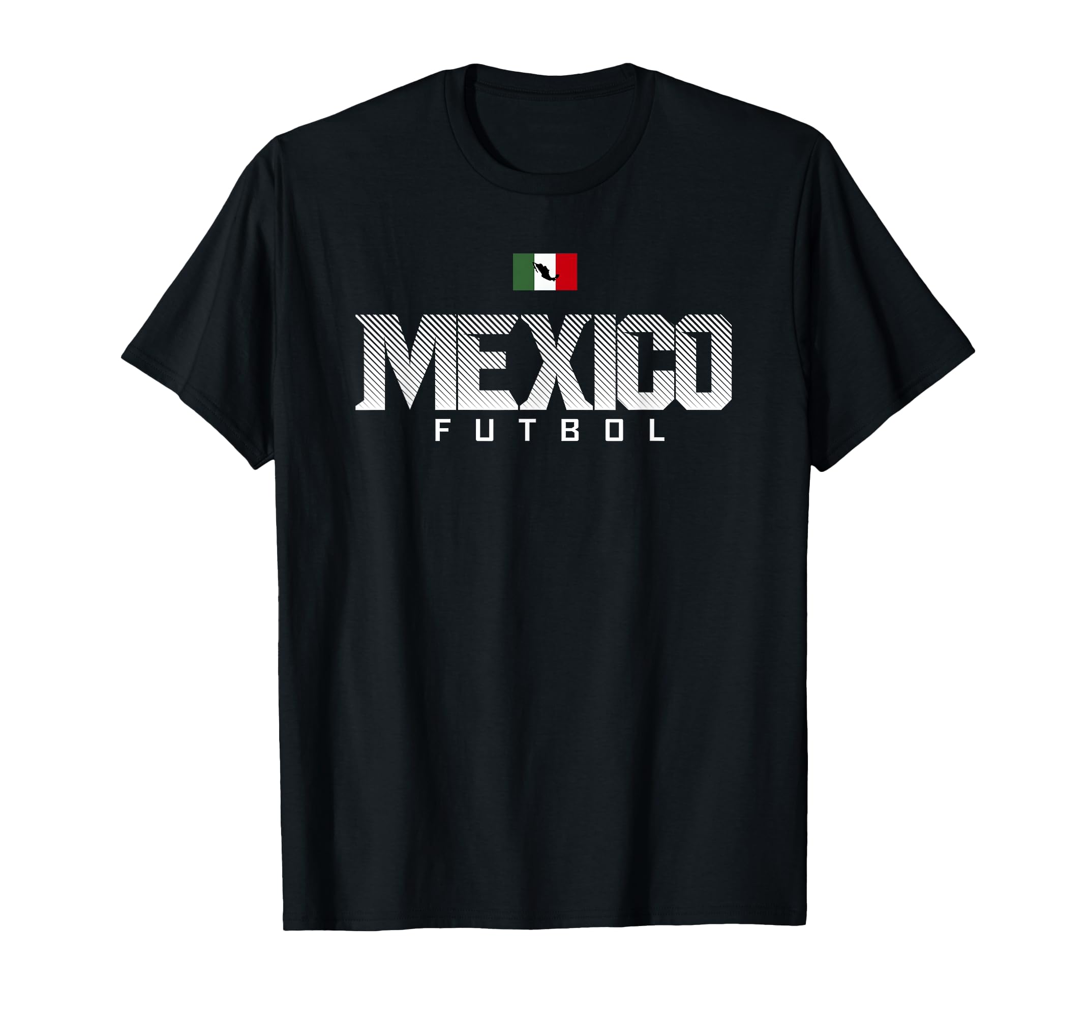 Trendy Mexico Futbol Flag T-Shirt, Black