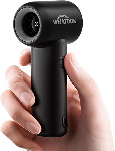 WHATOOK Mini ventilador de bolsillo portátil, 3000 mAh, pequeño ventilador personal turbo recargable para viajes, actividades al aire libre,