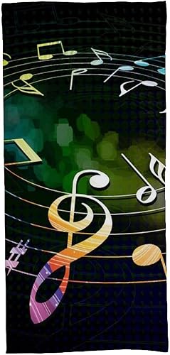 Notas musicales coloridas impresas impresas toalla de playa toalla de baño de natación surf toalla de baño 28x55 pulgadas