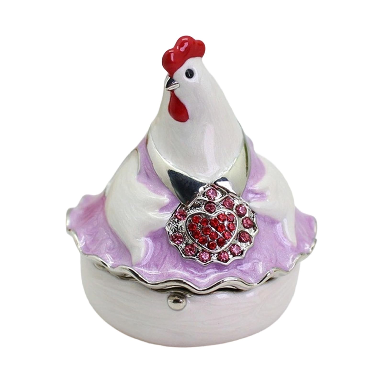 uikios Enameled Alloy Rooster Jewelry Box with Czech Diamonds Chicken Jewelry Organizers for Home Decors and Gift Giving Sunlight Alloy Box