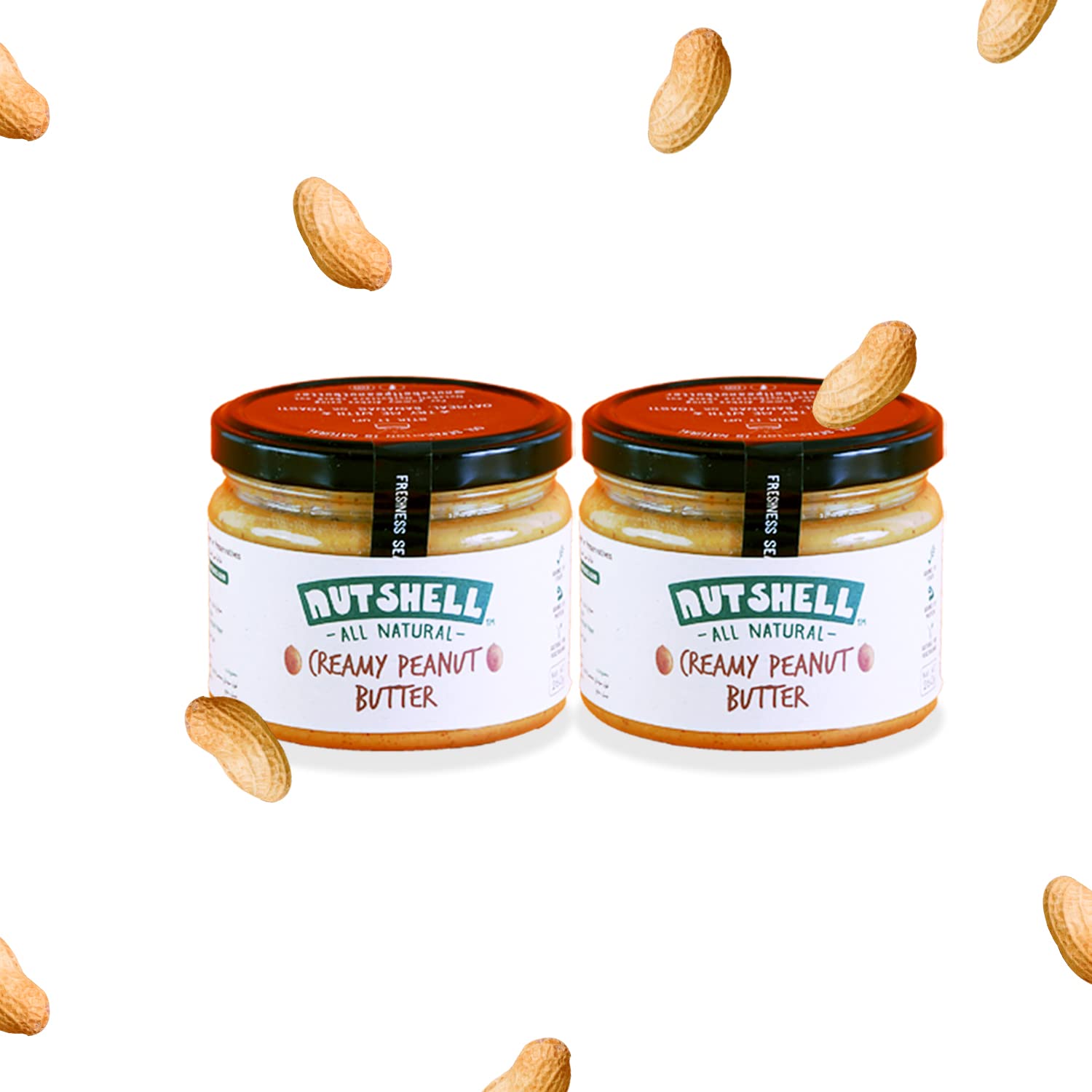 Nutshell Creamy Peanut Butter - 2-Pack (2 x 260g) | All-Natural Ingredients | Vegan Friendly | No Palm Oil, Refined Sugar, or Preservatives | Rich Source of Fiber