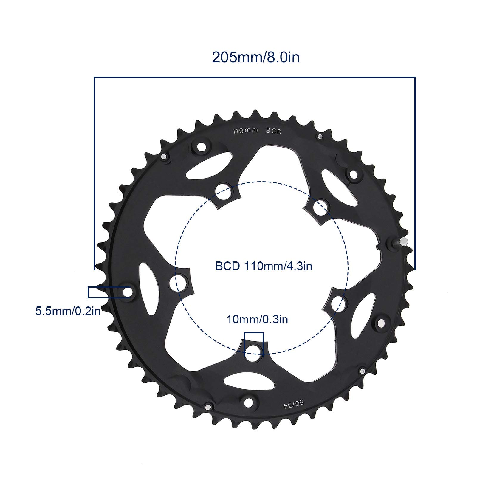 Create idea Bicycle Chainrings 34T 50T 110BCD 5 Bolt Holes