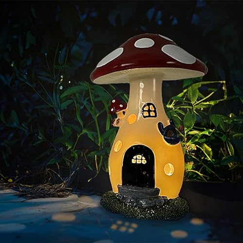 coonoe Fairy Houses for Outside - Solar Light Garden Decor,