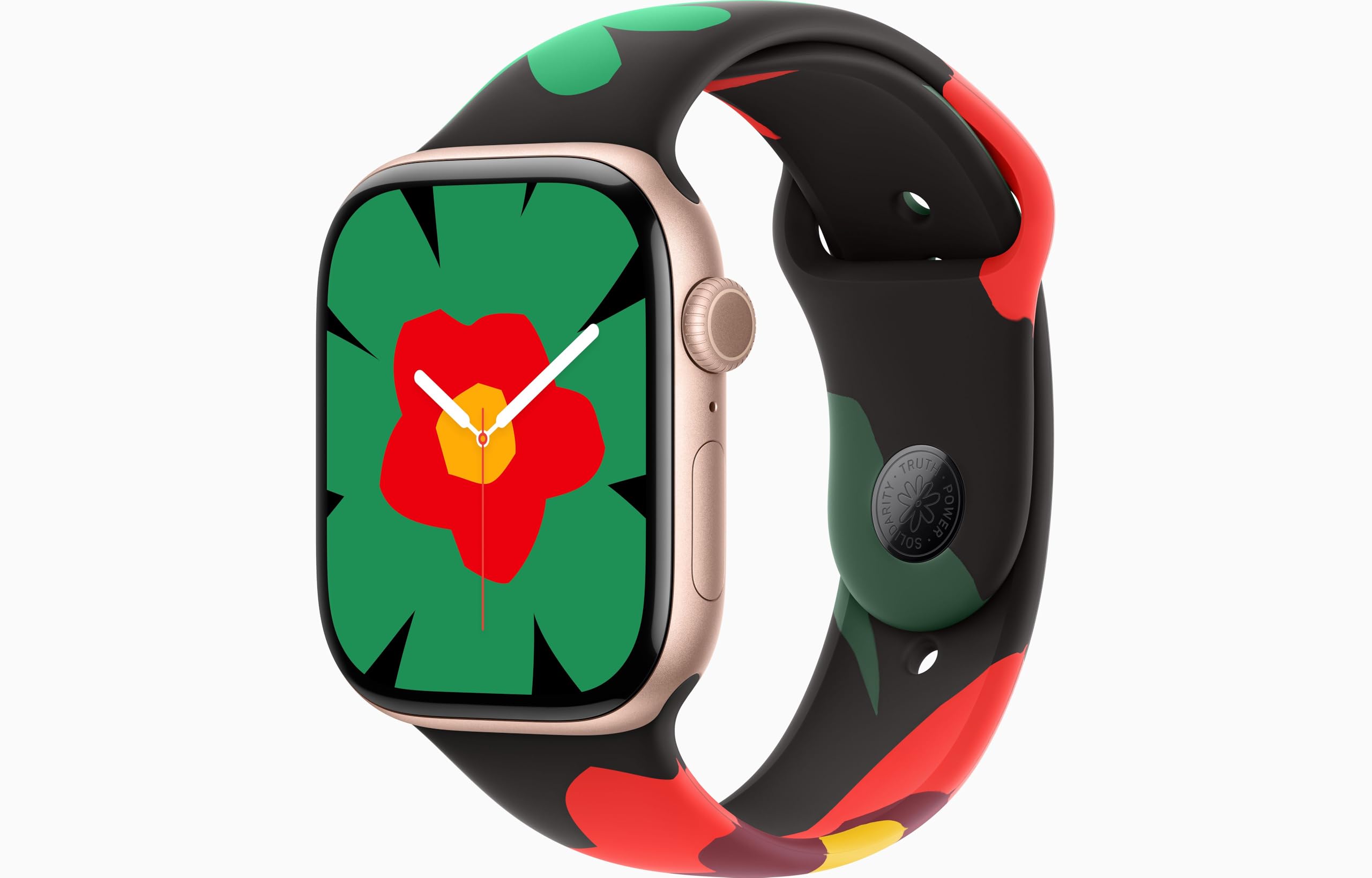 Apple Watch Series 10 [GPS + Cellular, 42mm] - Rose Gold Aluminum Case with Black Unity - Unity Bloom Sport Band, M/L (Renewed)