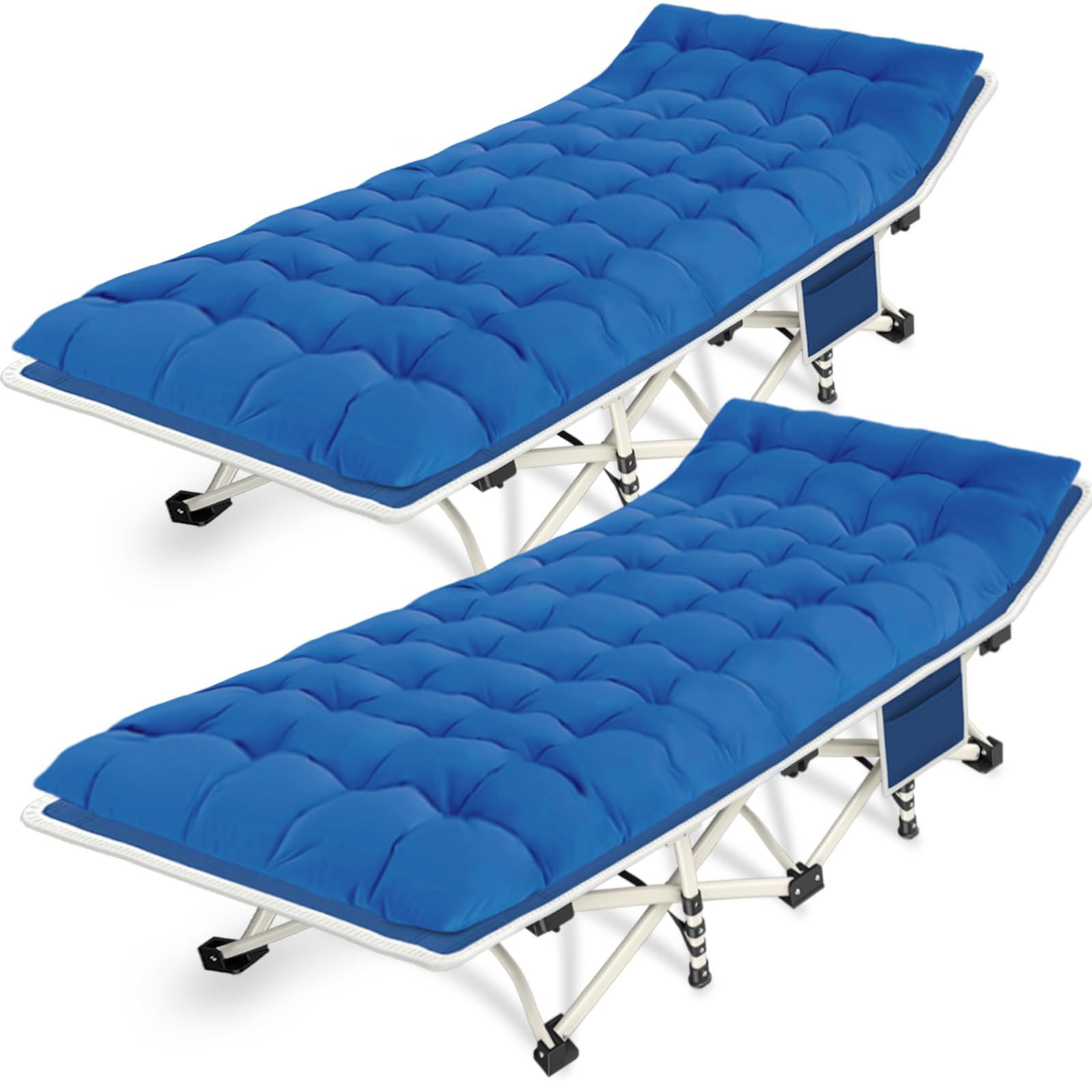 Camping Cots 2 Pack Camping Bed with Comfortable Mat Cots for Sleeping with Pad Heavy Duty Folding Bed 2 Person Sleeping Cot with Carry Bag Guest Cots