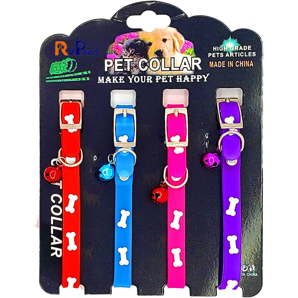 Woofy Silicone Collar for Cat, Adjustable Soft Silicon Safety Buckle Collar with Bell - Non-Toxic, Environment-Friendly for Small Puppy/Kitten (Pack of 4 Collar) (B0D3XVVBN2) Amazon Price History, Amazon Price Tracker
