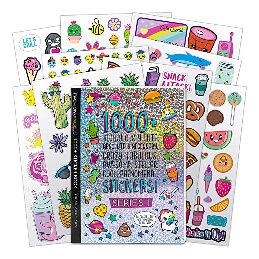 Fashion Angels 1000+ Ridiculously Cute Stickers for Kids - Fun Craft Stickers for Scrapbooks, Planners, Gifts and Rewards, 40-Page Sticker Book for Kids Ages 6+ and Up