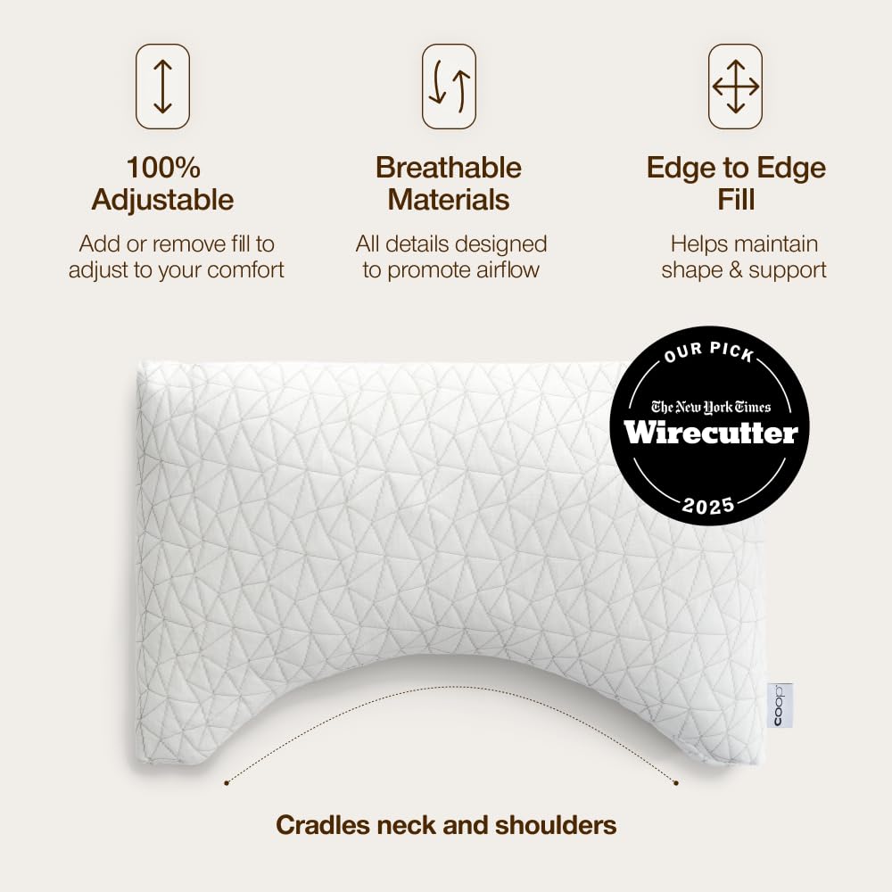 Coop Home Goods Original Crescent Adjustable Pillow Queen Bed Pillows for Shoulder Neck & Head Support Crescent Foam Pillows - Medium Firm for Back & Side Sleeper CertiPUR-USGREENGUARD Gold product thumbnail 6