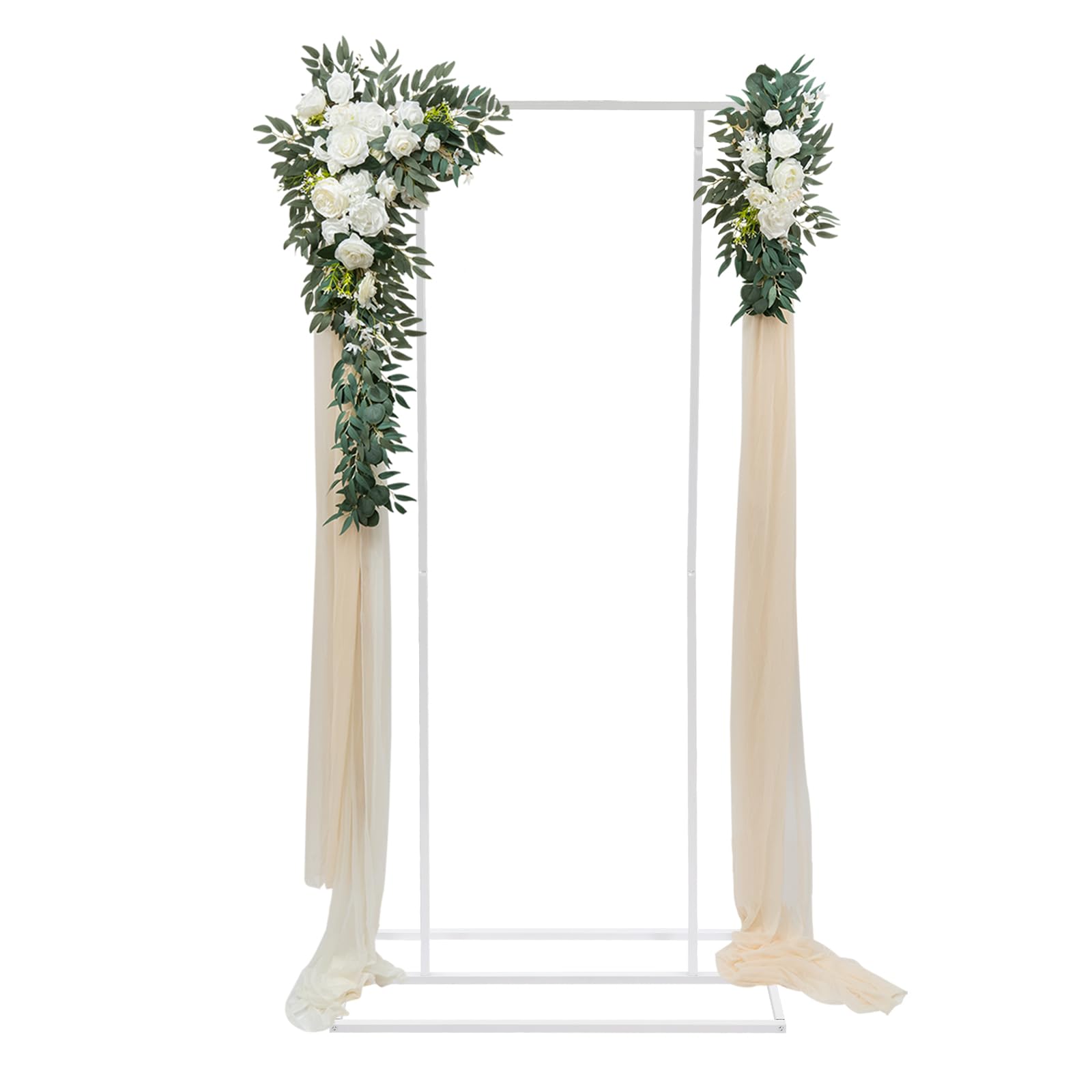 MINRS 1,0 x 2,0 M Metall Hochzeitsbogen, Tragbar Traubogen, Kann Diy-Dekoration Traubogen Hochzeit, für Hochzeiten, Jubiläen, Geburtstagsfeiern, Heiratsanträge Weiß