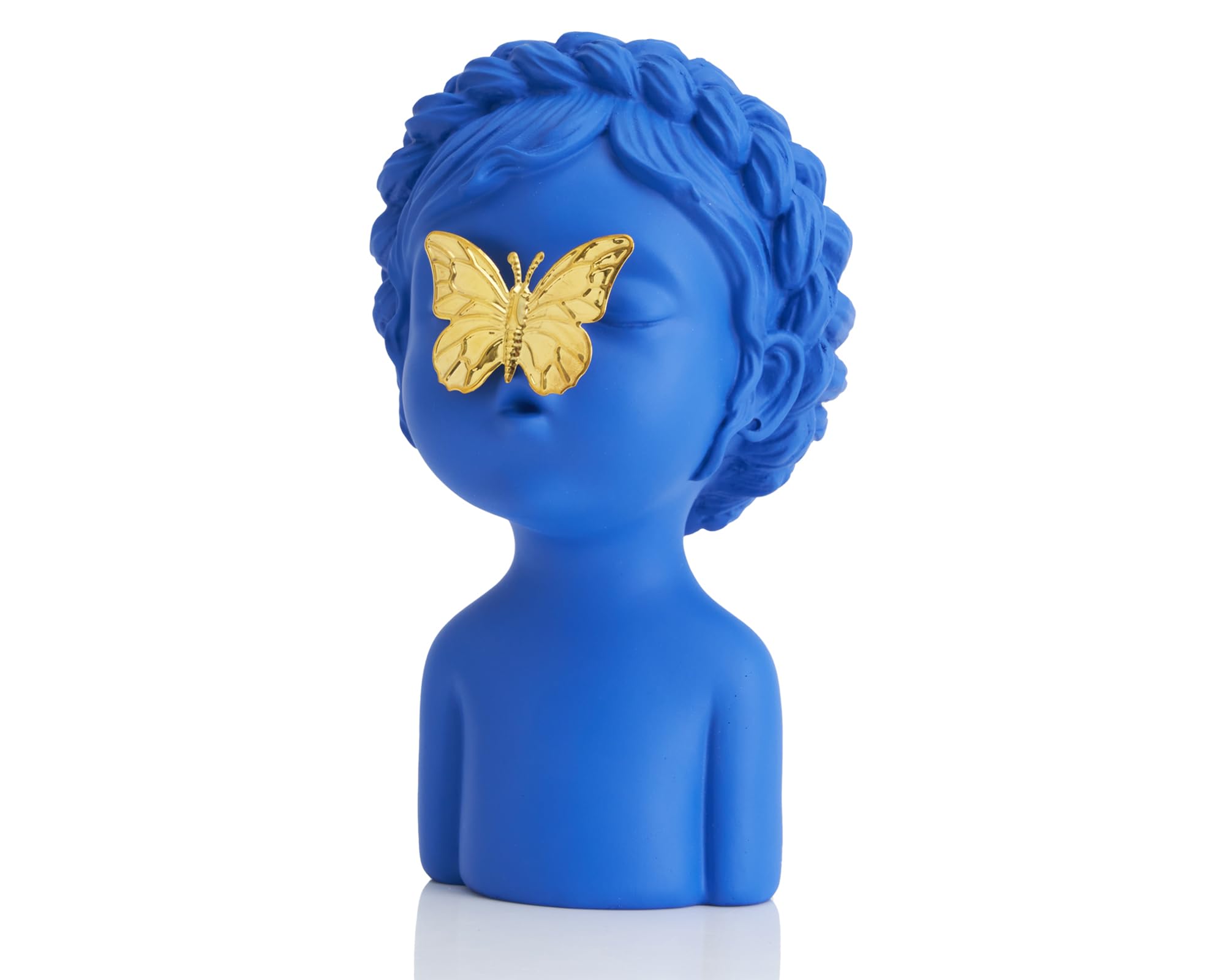 ArtconalCute Butterfly Girl Bust Statue Decor, Gifts for New Mom, Baby Shower, Gender Reveal, Mom to Be Mothers Day Birthday Gift for Bedroom Dresser Decor, Blue and Gold Decor