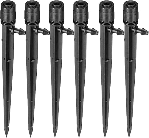 Emisores de riego por goteo, goteros de riego de flujo ajustable de 0 a 20 GPH con estaca, cabezal de rociador de flujo de círculo completo, micro